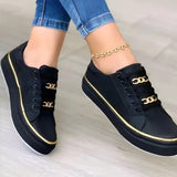 Women's Platform Sneakers Chain Lace-Up Metallic – Going Out