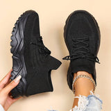 Women's Platform Sneakers Chunky Sole Sock Lace-Up – Casual