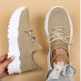 Women's Platform Sneakers Chunky Sole Sock Lace-Up – Casual