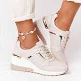 Women's Platform Sneakers Lace Up Perforated Panels – Casual Day