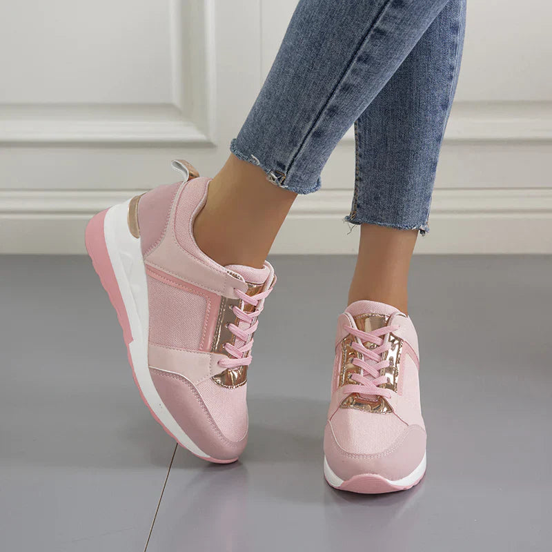 Women's Platform Sneakers Lace Up Perforated Panels – Casual Day