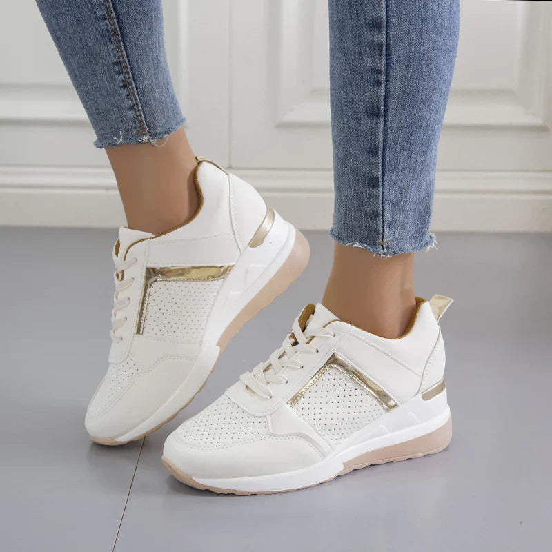 Women's Platform Sneakers Lace Up Perforated Panels – Casual Day