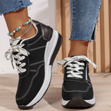 Women's Platform Sneakers Lace Up Side Zip Contrast Heel – Everyday Casual Wear