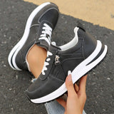 Women's Platform Sneakers Lace Up Side Zipper – Chunky Sole Casual