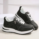 Women's Platform Sneakers Lace Up Side Zipper – Chunky Sole Casual