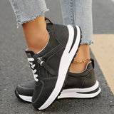 Women's Platform Sneakers Lace Up Side Zipper – Chunky Sole Casual