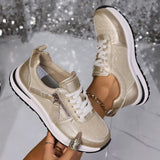 Women's Platform Sneakers Lace Up Side Zipper – Chunky Sole Casual