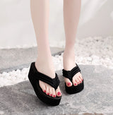 Women's Platform Wedge Flip Flops Open Toe Layered Strap – Poolside