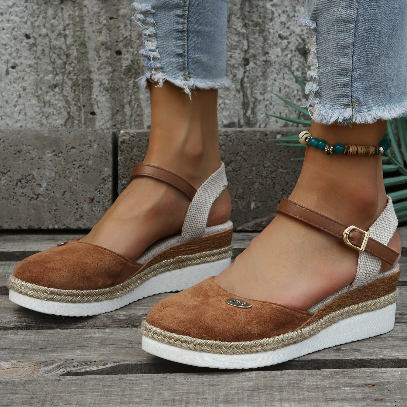 Women's Platform Wedge Sandals Closed Toe Ankle Strap – Night Out