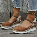 Women's Platform Wedge Sandals Closed Toe Ankle Strap – Night Out