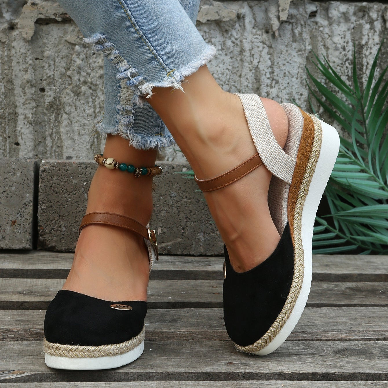 Women's Platform Wedge Sandals Closed Toe Ankle Strap – Night Out