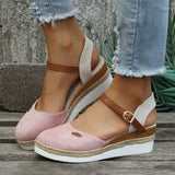 Women's Platform Wedge Sandals Closed Toe Ankle Strap – Night Out
