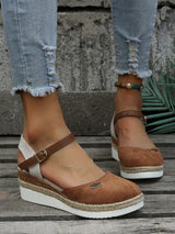 Women's Platform Wedge Sandals Closed Toe Ankle Strap – Night Out