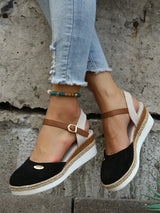 Women's Platform Wedge Sandals Closed Toe Ankle Strap – Night Out