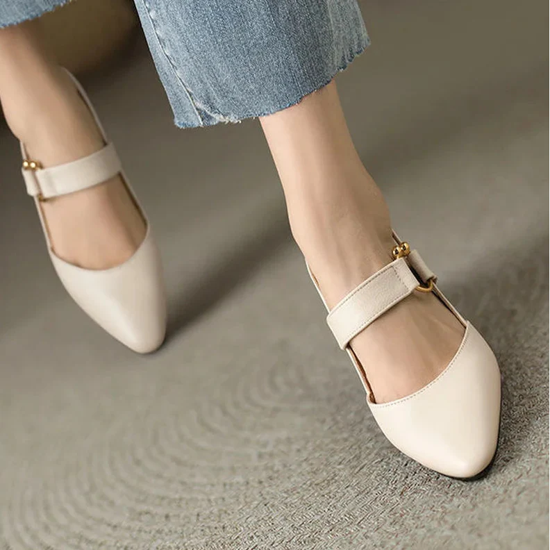 Women's Pointed Toe Buckle Slingback Block Heels – Wedding Guest