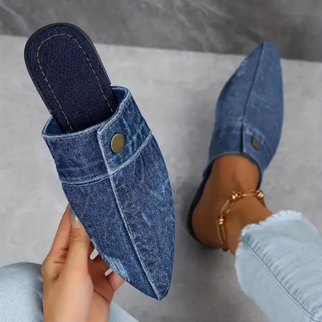 Women's Pointed Toe Mule Loafers Slip On Flat – Versatile Daily Use