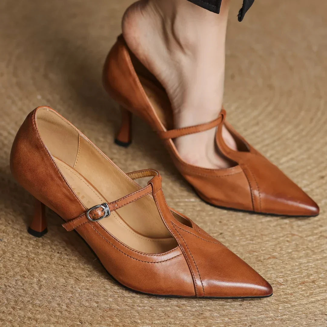 Women's Pointed Toe Pumps T Strap Side Buckle – Formal Events