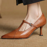Women's Pointed Toe Pumps T Strap Side Buckle – Formal Events