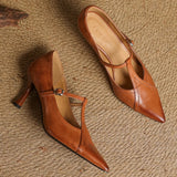 Women's Pointed Toe Pumps T Strap Side Buckle – Formal Events