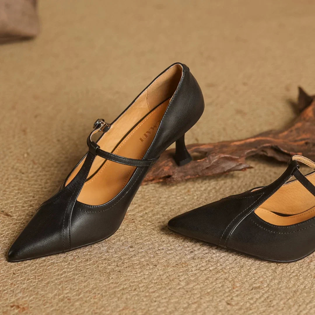 Women's Pointed Toe Pumps T Strap Side Buckle – Formal Events