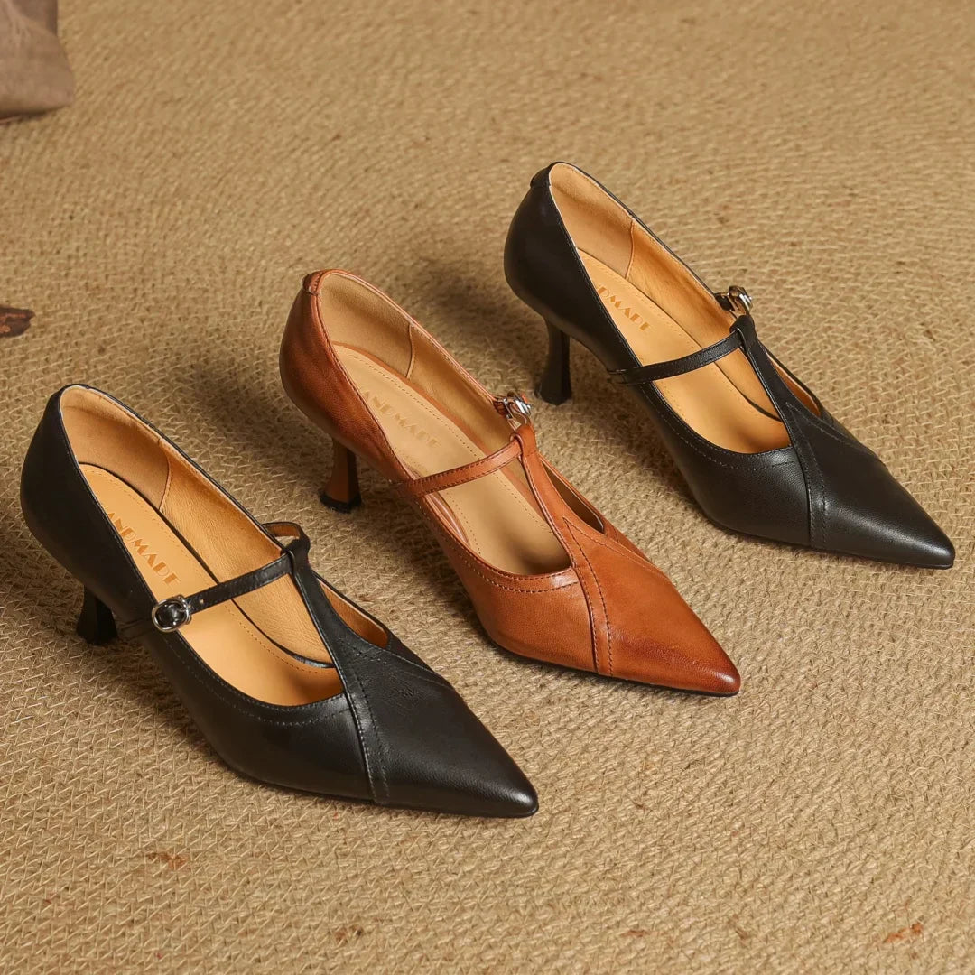 Women's Pointed Toe Pumps T Strap Side Buckle – Formal Events