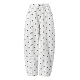 Women's Polka Dot Print High Waist Jeans Button Front Wide Leg – Going Out