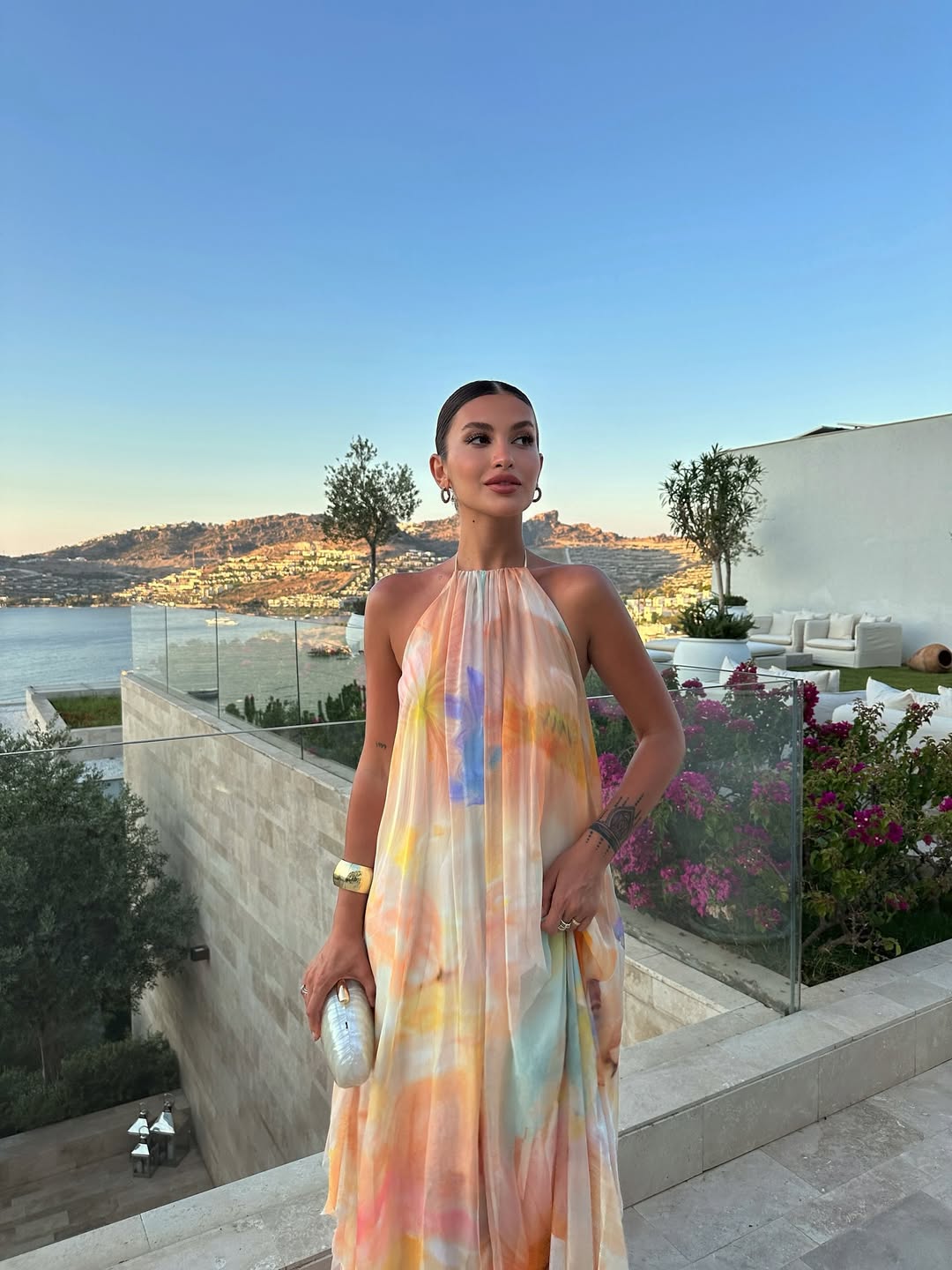 Women's Printed Maxi Dress Halter Neck Backless Loose – Wedding Guest