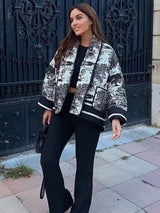 Women's Printed Utility Jacket Open Front Shawl Collar Long Sleeve – Going Out