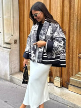 Women's Printed Utility Jacket Open Front Shawl Collar Long Sleeve – Going Out