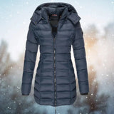 Women’s Puffer Jacket High Neck Horizontal Quilting Long Sleeves – Cold-Weather Travel