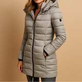 Women’s Puffer Jacket Hooded Quilted Zip Front Pockets – Cold-Weather Walks