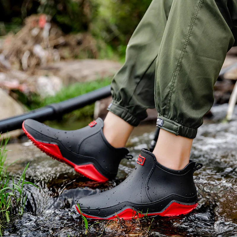 Women's Rain Ankle Boots Waterproof Slip On Rounded Toe – Rainy Weather Wear