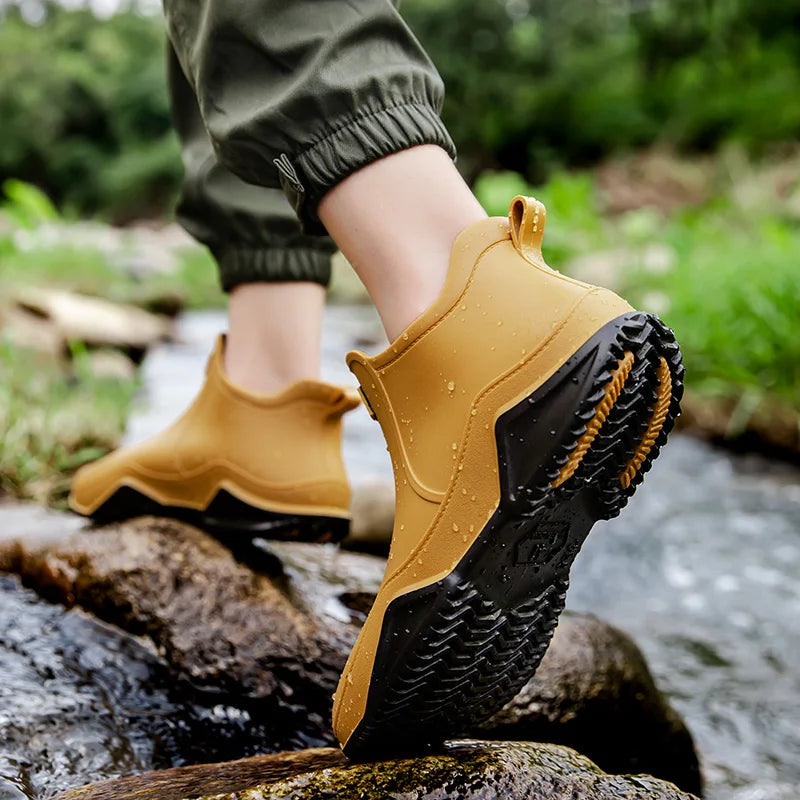 Women's Rain Ankle Boots Waterproof Slip On Rounded Toe – Rainy Weather Wear