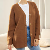 Women's Ribbed Cardigan Slim Fit Button Front Long Sleeve - Casual Everyday