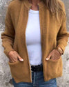 Women's Ribbed Knit Zip Up Cardigan Long Sleeve Pocket - Smart Casual