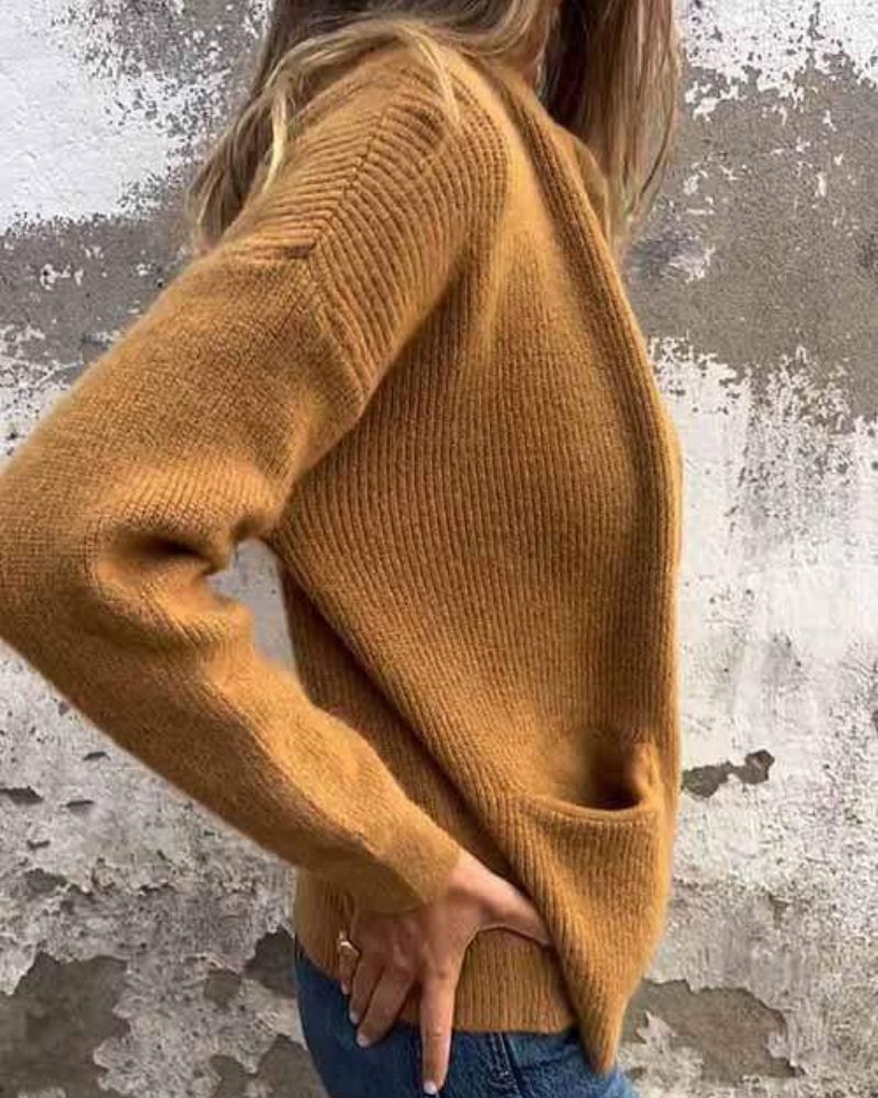 Women's Ribbed Knit Zip Up Cardigan Long Sleeve Pocket - Smart Casual