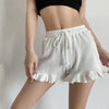 Women's Ruffle Shorts White Elastic Waist Hem Ruffle – Summer Essentials