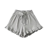 Women's Ruffle Shorts White Elastic Waist Hem Ruffle – Summer Essentials