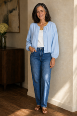 Women’s Shirt Button Closure Round Neck Long Sleeve – Weekend Markets