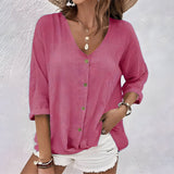 Women's Shirt V Neck Button Front Long Sleeve – Going Out