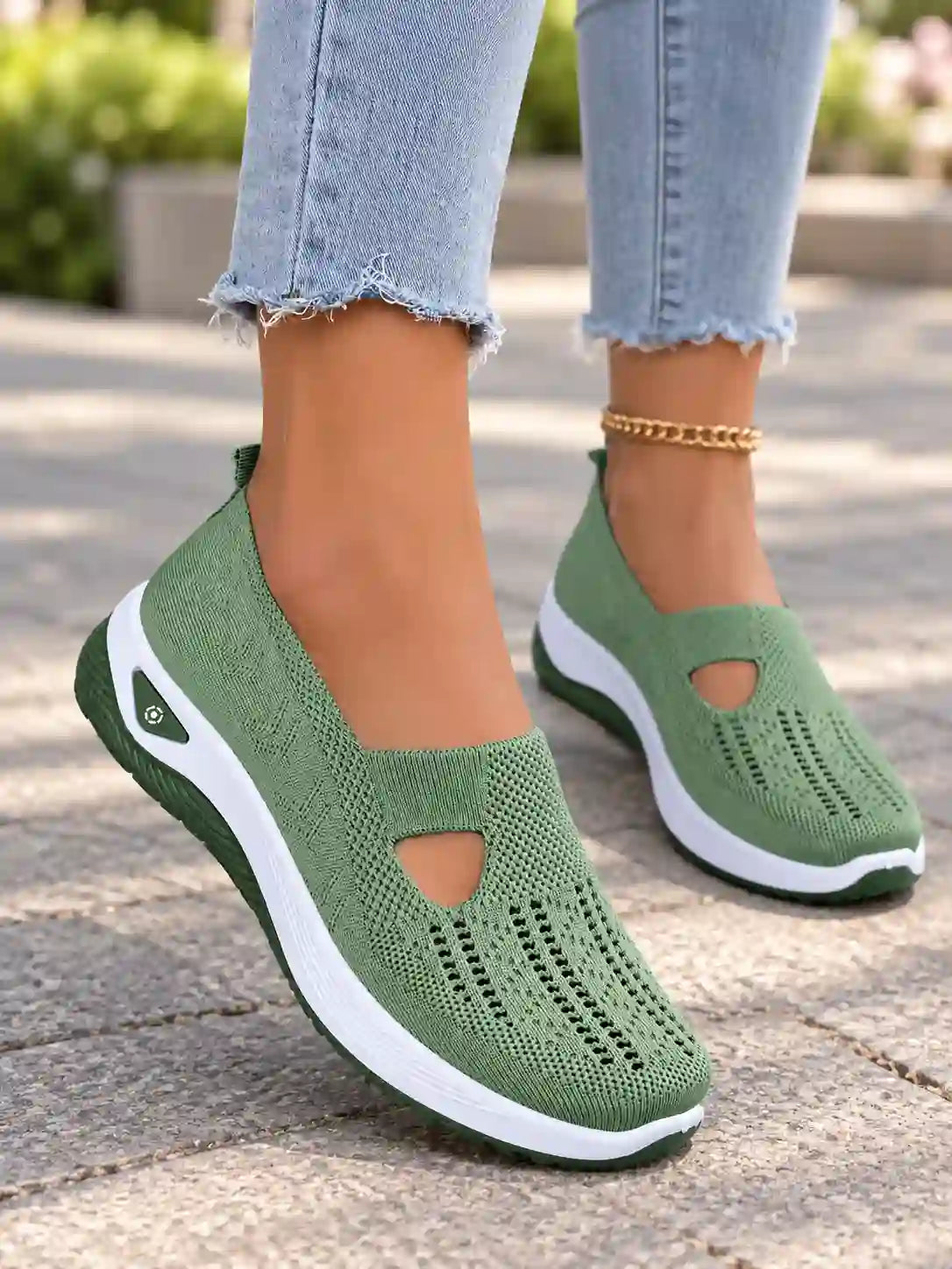 Women’s Shoes Cutout Upper Perforated Front Raised Sole – Botanical Garden Walks