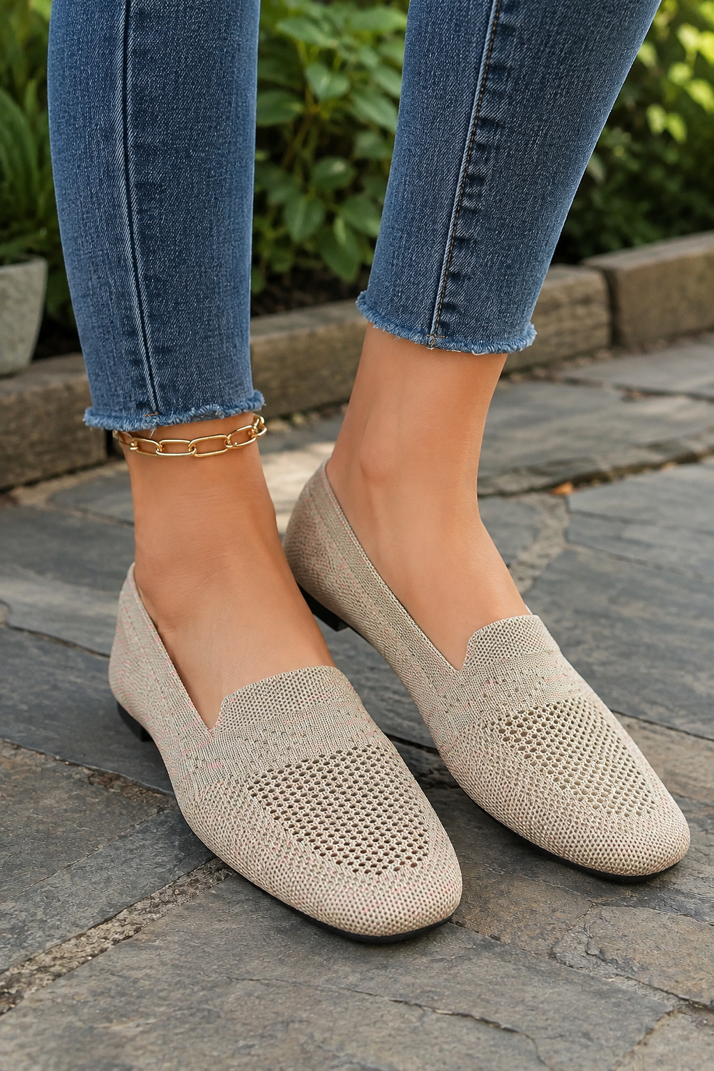 Women’s Shoes Slip-On Openwork Square Toe Low Heel – Art Fair Visit