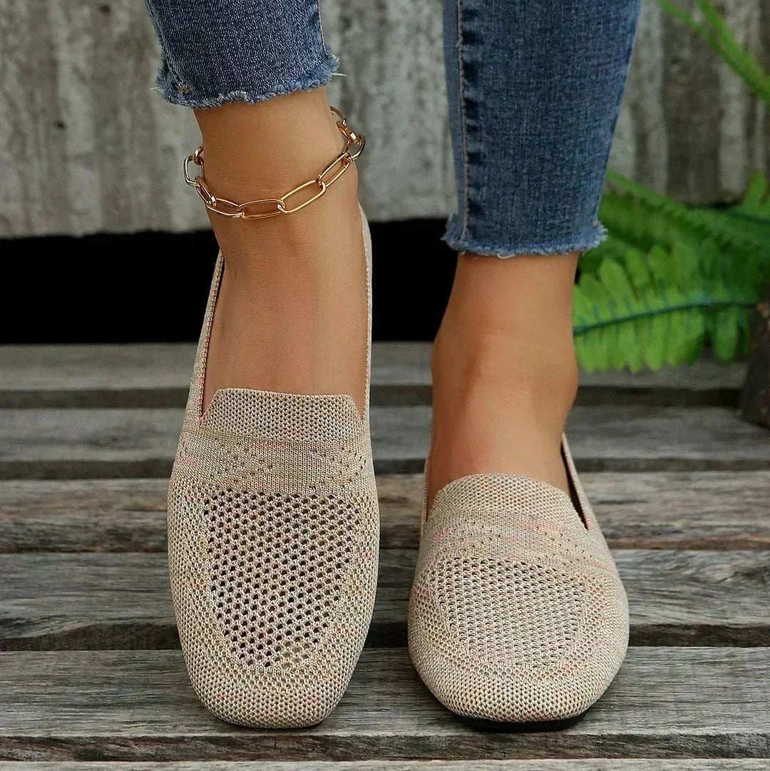 Women’s Shoes Slip-On Openwork Square Toe Low Heel – Art Fair Visit