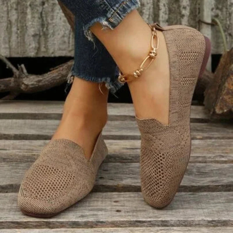 Women’s Shoes Slip-On Openwork Square Toe Low Heel – Art Fair Visit