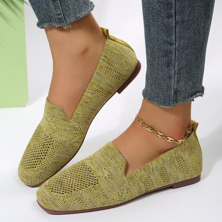 Women’s Shoes Slip-On Openwork Square Toe Low Heel – Art Fair Visit