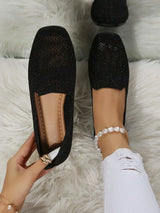 Women’s Shoes Slip-On Openwork Square Toe Low Heel – Art Fair Visit