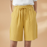 Women's Shorts Tie Front Wide Leg Side Pockets Mid Length – Farmers Market