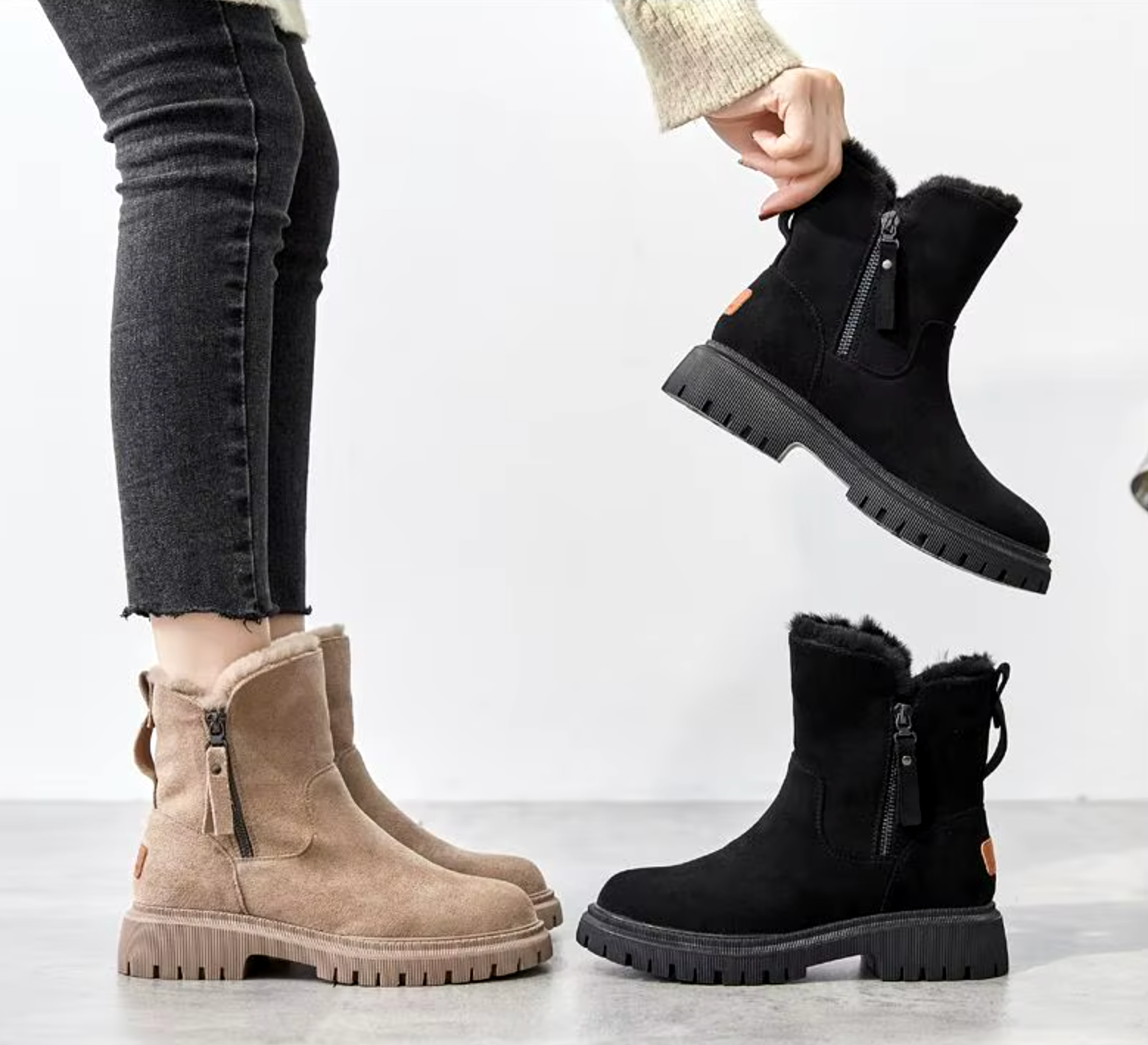 Women's Side Zip Ankle Boots Lined Opening Lug Sole – Cold Weather Shopping
