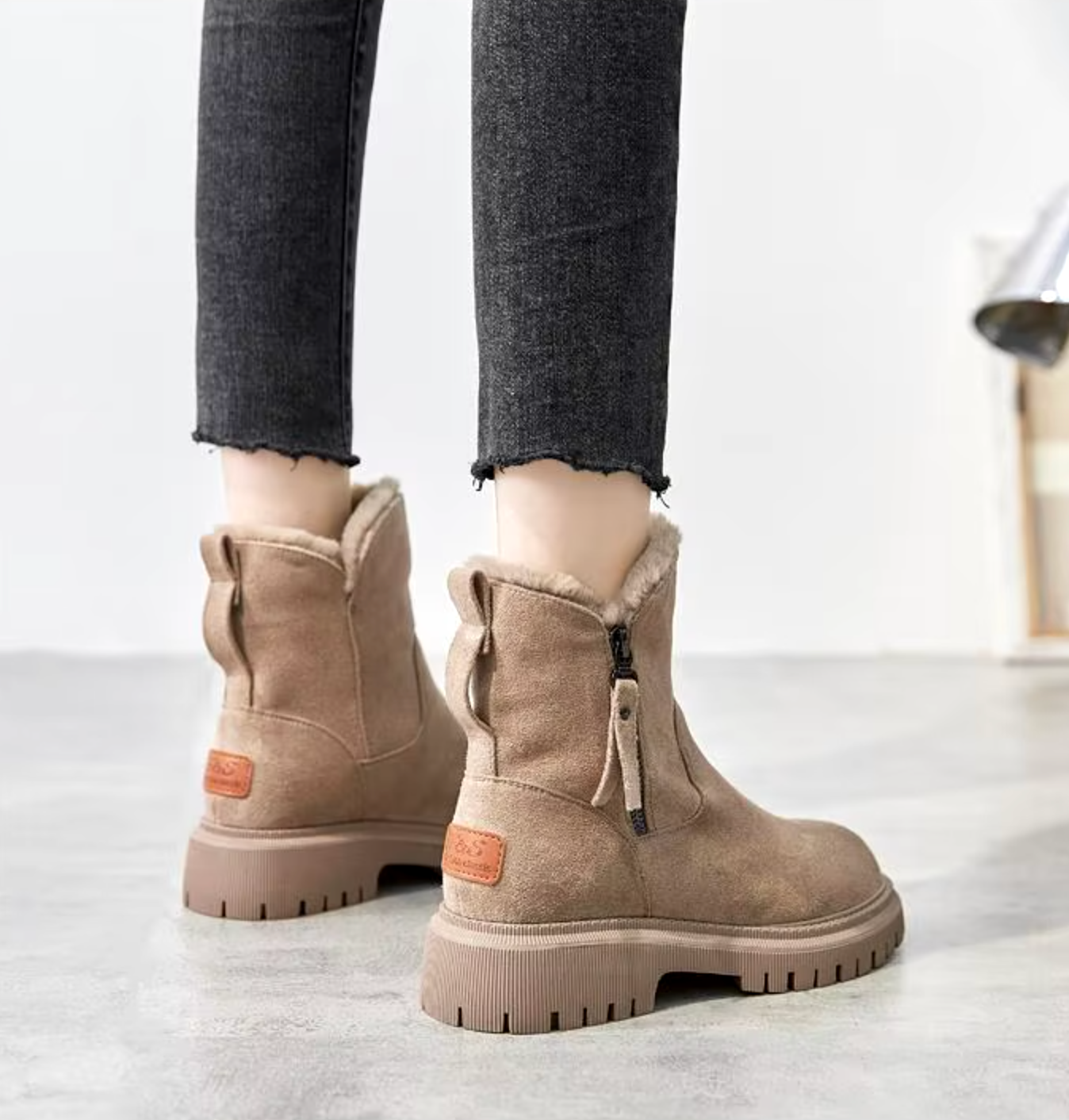 Women's Side Zip Ankle Boots Lined Opening Lug Sole – Cold Weather Shopping