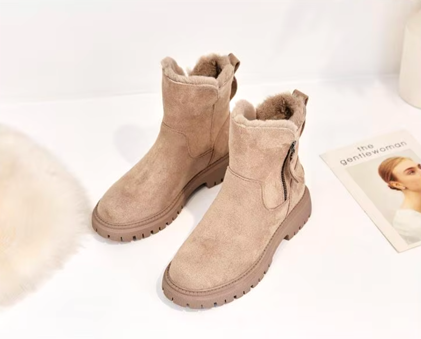 Women's Side Zip Ankle Boots Lined Opening Lug Sole – Cold Weather Shopping